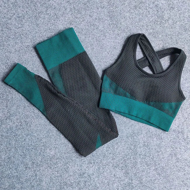 2020 Gym Set Women Plus Size Workout Clothing Seamless High Waist Leggings+Long Sleeve Suit Fitness Sport Bra Yoga Wear Sets 2XL
