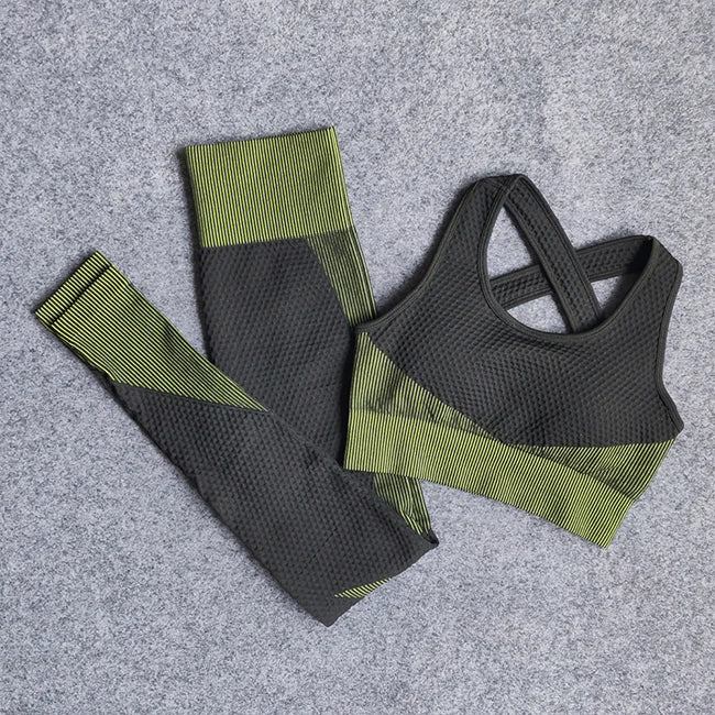 2020 Gym Set Women Plus Size Workout Clothing Seamless High Waist Leggings+Long Sleeve Suit Fitness Sport Bra Yoga Wear Sets 2XL