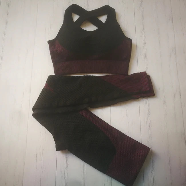 2020 Gym Set Women Plus Size Workout Clothing Seamless High Waist Leggings+Long Sleeve Suit Fitness Sport Bra Yoga Wear Sets 2XL