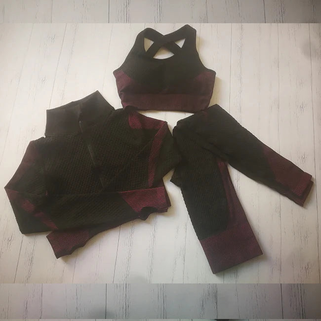 2020 Gym Set Women Plus Size Workout Clothing Seamless High Waist Leggings+Long Sleeve Suit Fitness Sport Bra Yoga Wear Sets 2XL