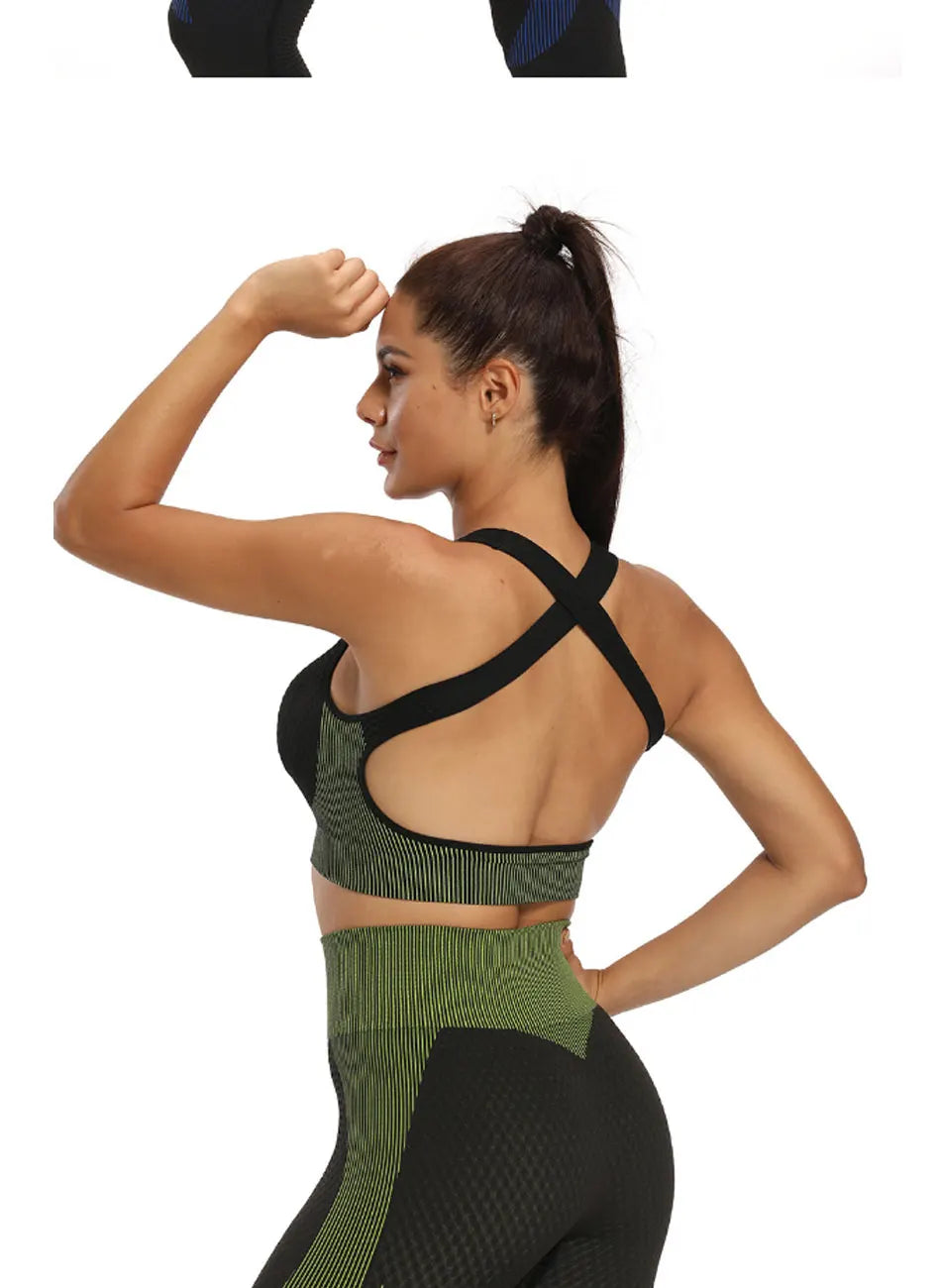 2020 Gym Set Women Plus Size Workout Clothing Seamless High Waist Leggings+Long Sleeve Suit Fitness Sport Bra Yoga Wear Sets 2XL