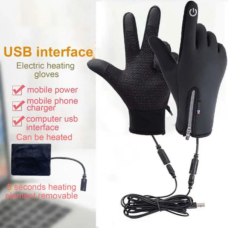USB Rechargeable Heating Gloves Snowboard Gloves Touchscreen Winter Thermal Gloves Snow Mittens Snowboard Gloves For Ski Riding