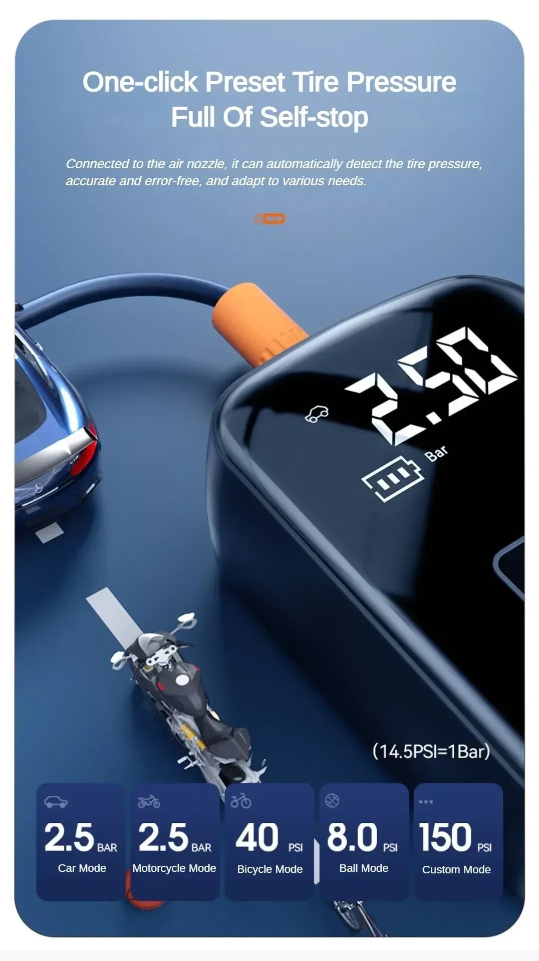 Wireless car air compressor