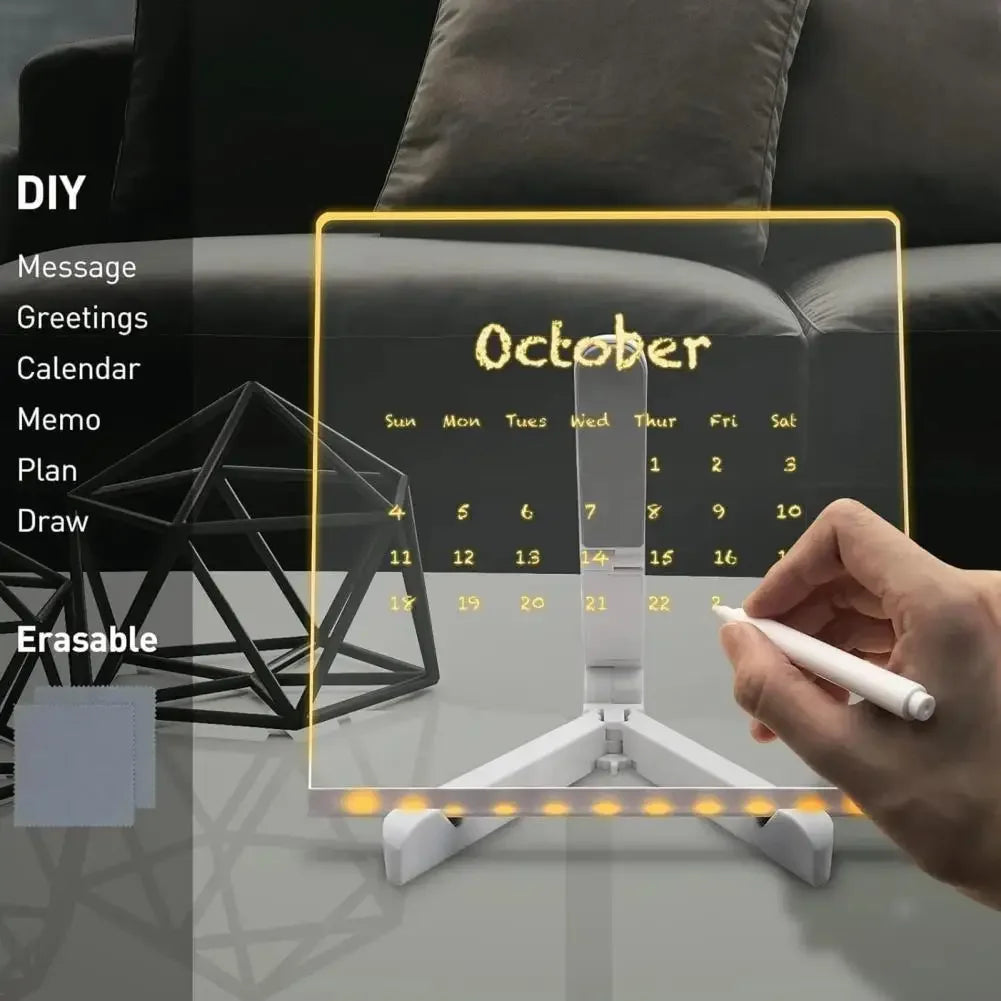 WHAT A GREAT EASTER GIFT!!! Luminous Writing Board Glowing Led Note Board with Stand Clear Acrylic Dry Erase Memo Glass for Kids' Messages Letters Study Aid