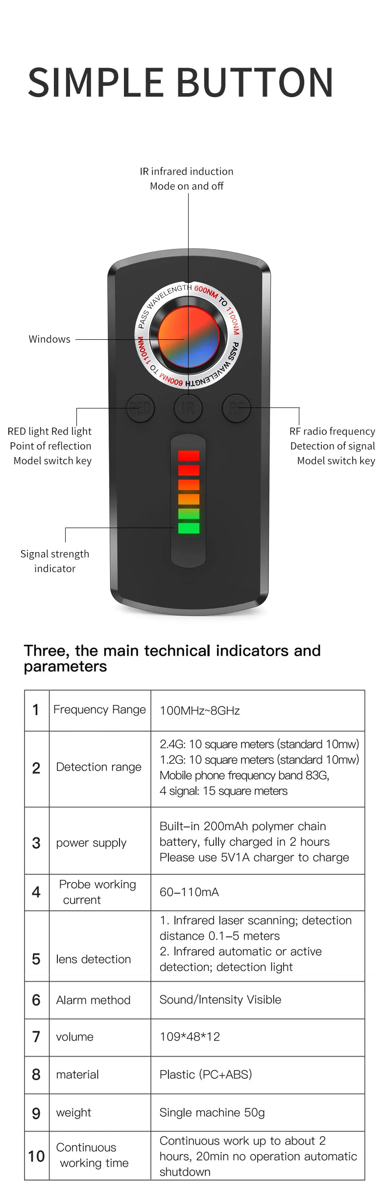 *Hidden Camera Detector Anti Spy Camera 30.00