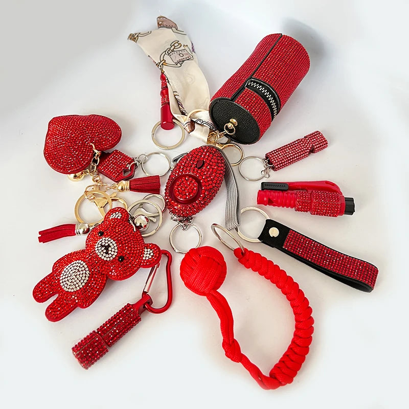 11Pcs Security Self Defense Safety Rhinestone Keychain 45.00