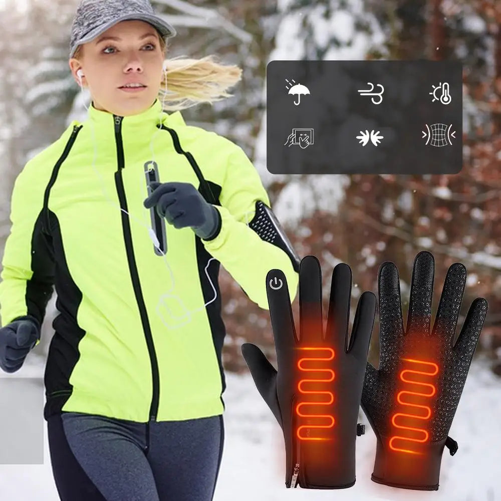 USB Rechargeable Heating Gloves Snowboard Gloves Touchscreen Winter Thermal Gloves Snow Mittens Snowboard Gloves For Ski Riding