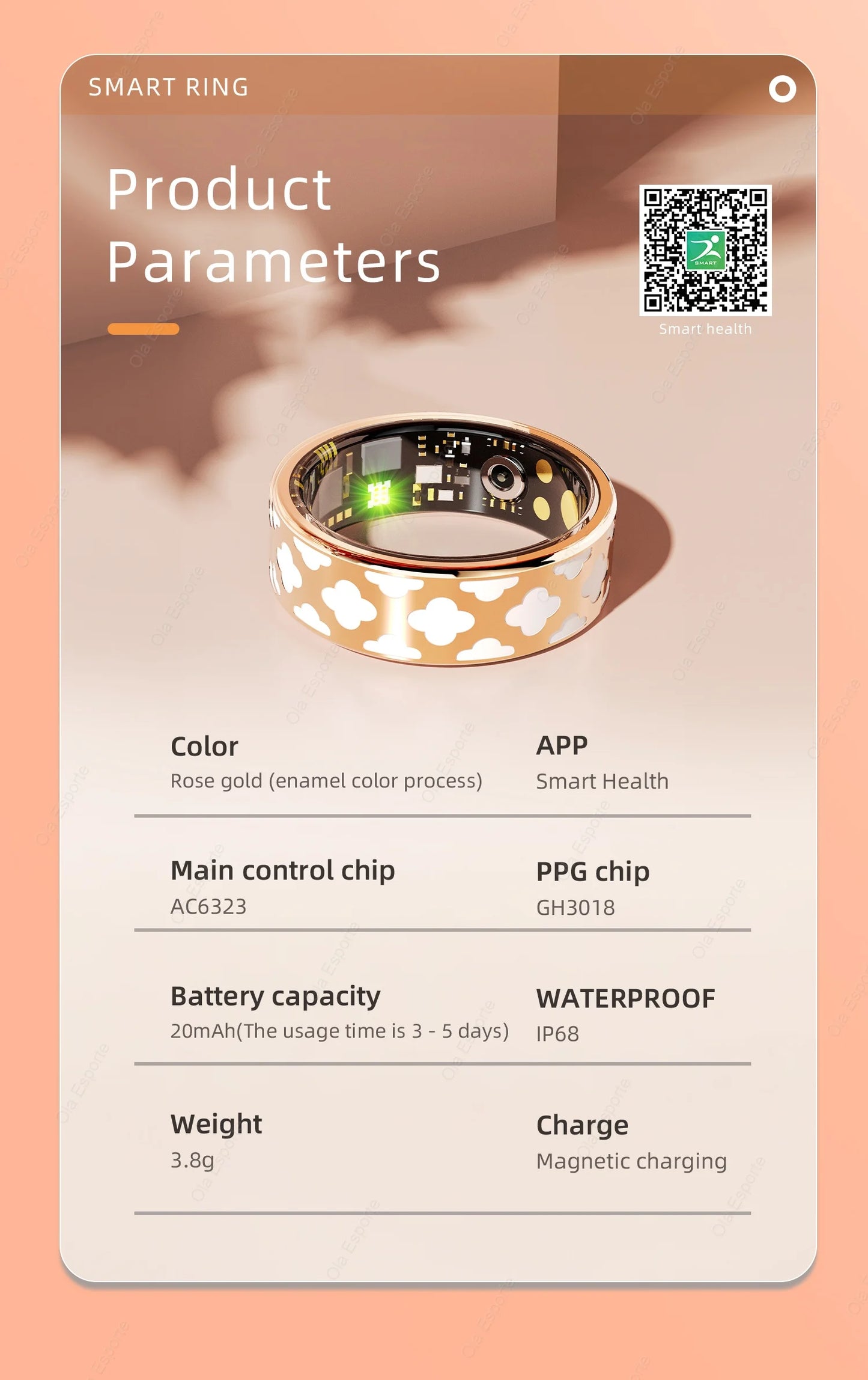 2024 Smart Ring For Men Women Heart Rate Blood Oxygen Monitoring Multi Sports Modes IP68 Waterproof Smart Rings For girl gifts