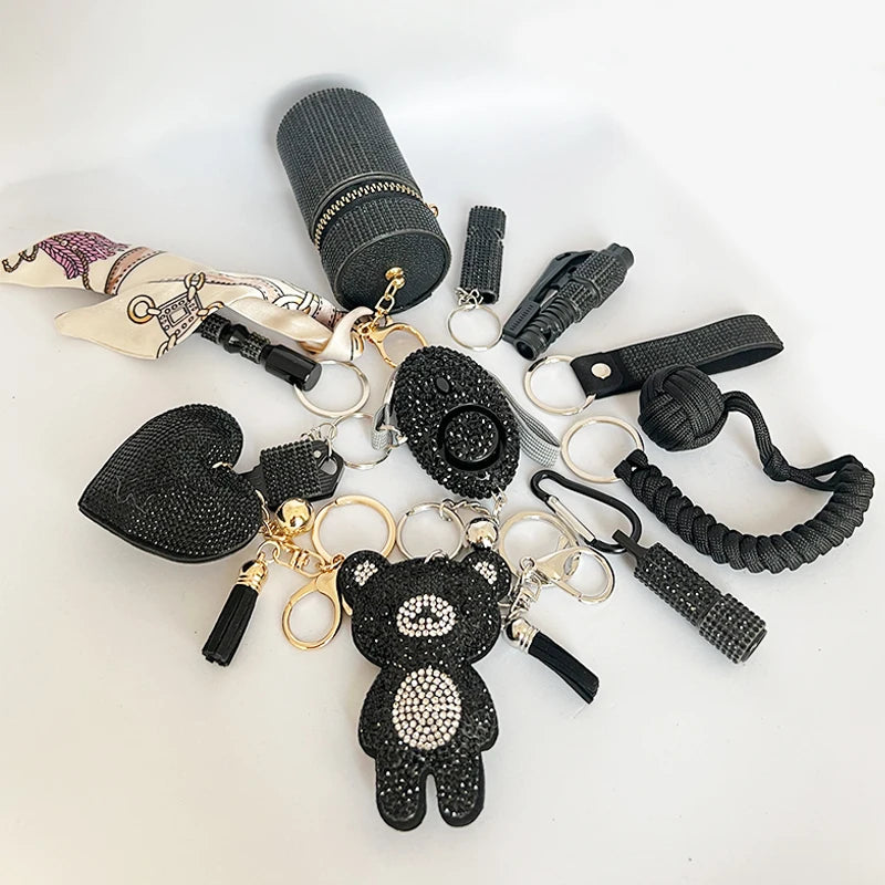 11Pcs Security Self Defense Safety Rhinestone Keychain 45.00