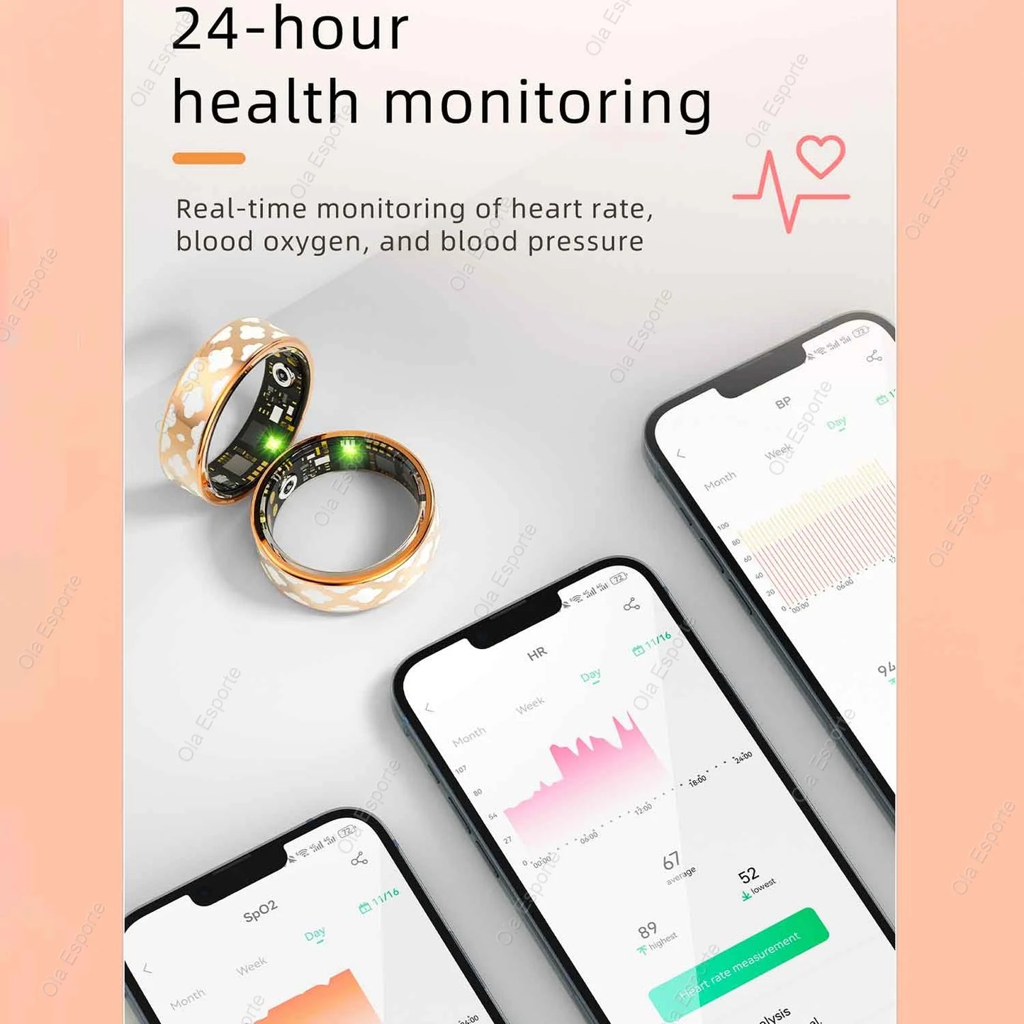 2024 Smart Ring For Men Women Heart Rate Blood Oxygen Monitoring Multi Sports Modes IP68 Waterproof Smart Rings For girl gifts