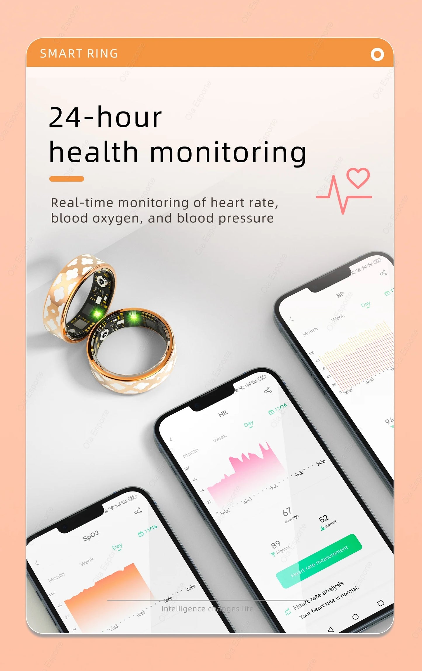 2024 Smart Ring For Men Women Heart Rate Blood Oxygen Monitoring Multi Sports Modes IP68 Waterproof Smart Rings For girl gifts