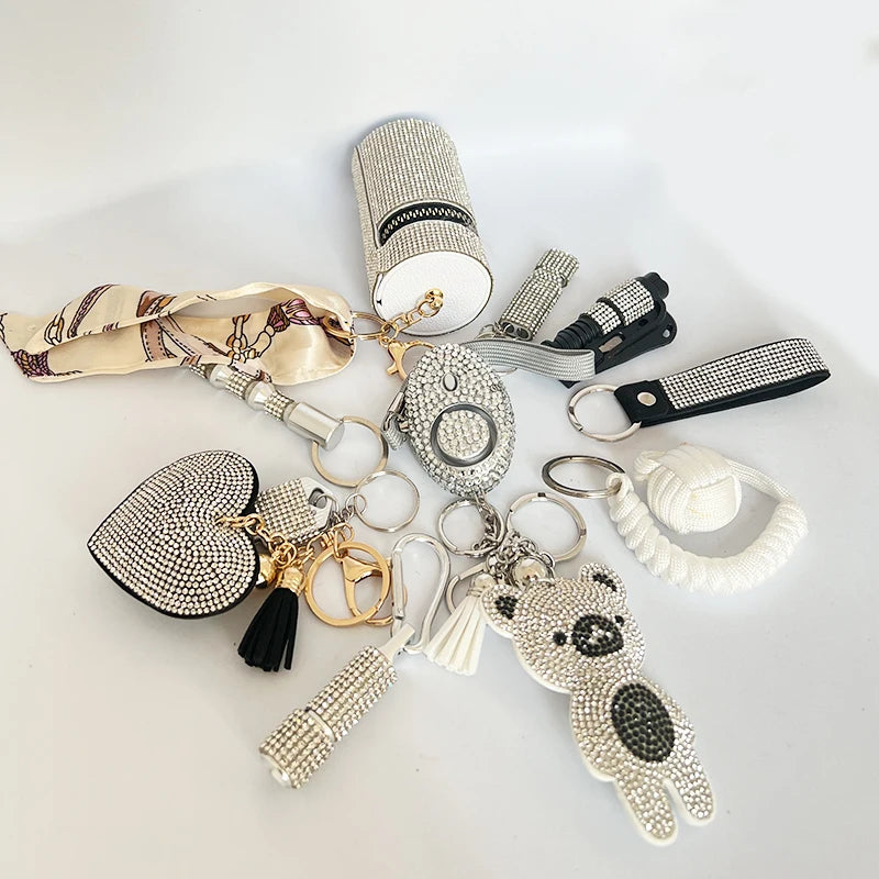 11Pcs Security Self Defense Safety Rhinestone Keychain 45.00
