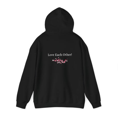 Unisex Heavy Blend™ Hooded Heart Sweatshirt Front and Back WHITE Print   $38.00