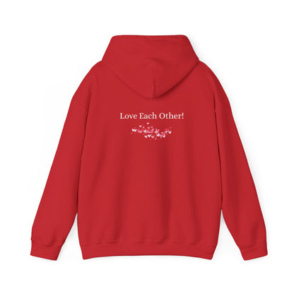 Unisex Heavy Blend™ Hooded Heart Sweatshirt Front and Back WHITE Print   $38.00