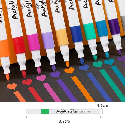 12-60 Colors Acrylic Markers Pen Set Paint Art Marker Soft Tip Pen for Children Stone Paint Ceramic Glass Wood Fabric Painting
