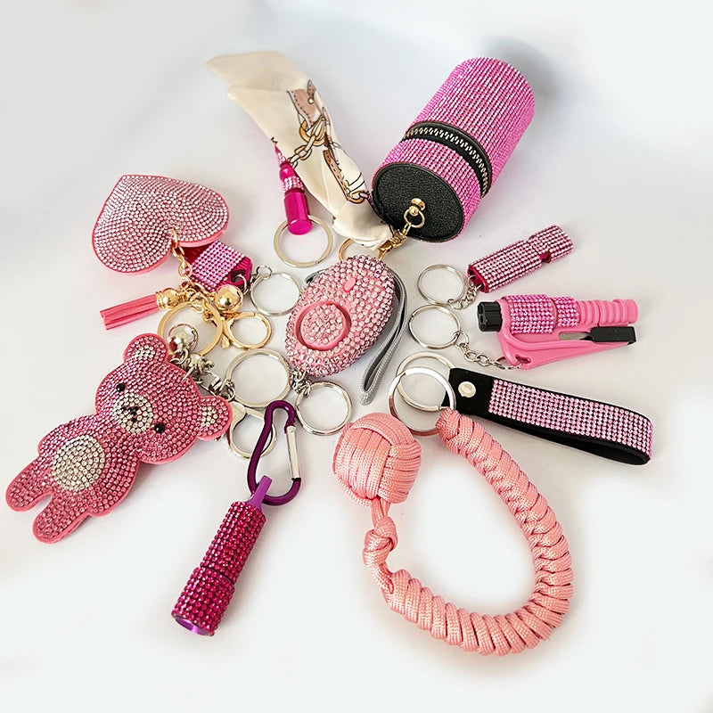 11Pcs Security Self Defense Safety Rhinestone Keychain  45.00