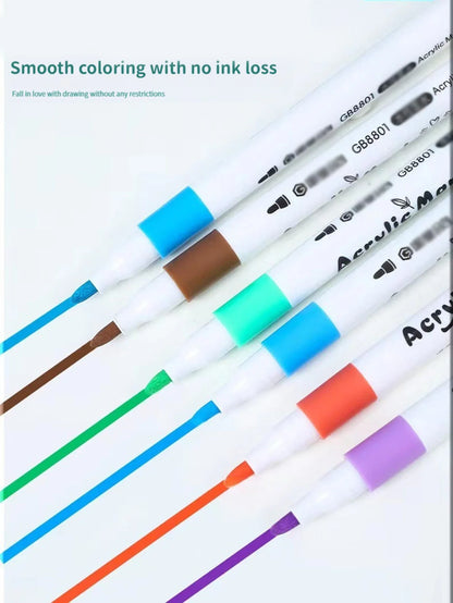 12-60 Colors Acrylic Markers Pen Set Paint Art Marker Soft Tip Pen for Children Stone Paint Ceramic Glass Wood Fabric Painting