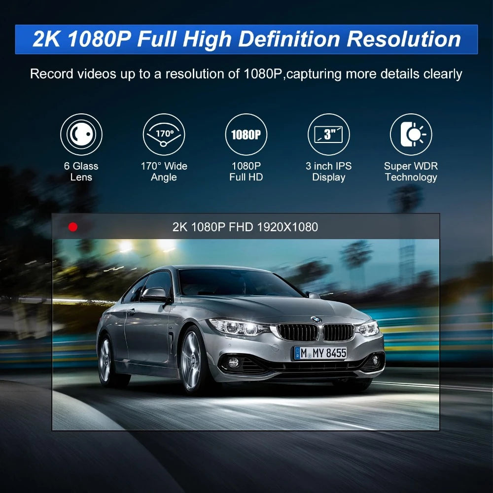 **KQQ 2K Dash Cam Front and Rear Camera   80.00