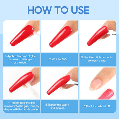 Coscelia 10ML Nail Glue Remover for Press on Nails Tips Remover Glue Off forDebonder for False Nail with Rhinestone Decorations