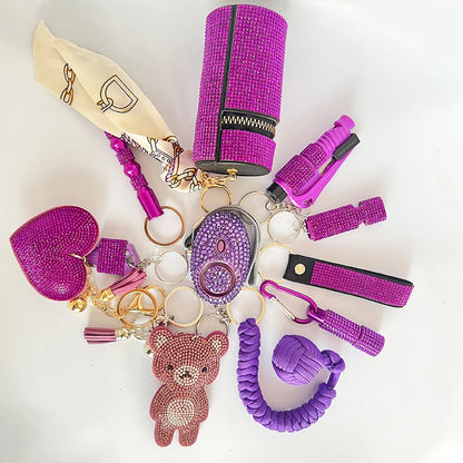 11Pcs Security Self Defense Safety Rhinestone Keychain  45.00