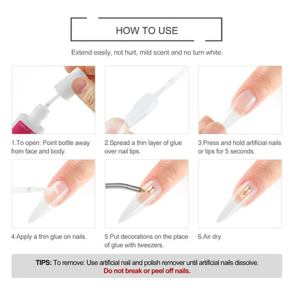 Coscelia 10ML Nail Glue Remover for Press on Nails Tips Remover Glue Off forDebonder for False Nail with Rhinestone Decorations