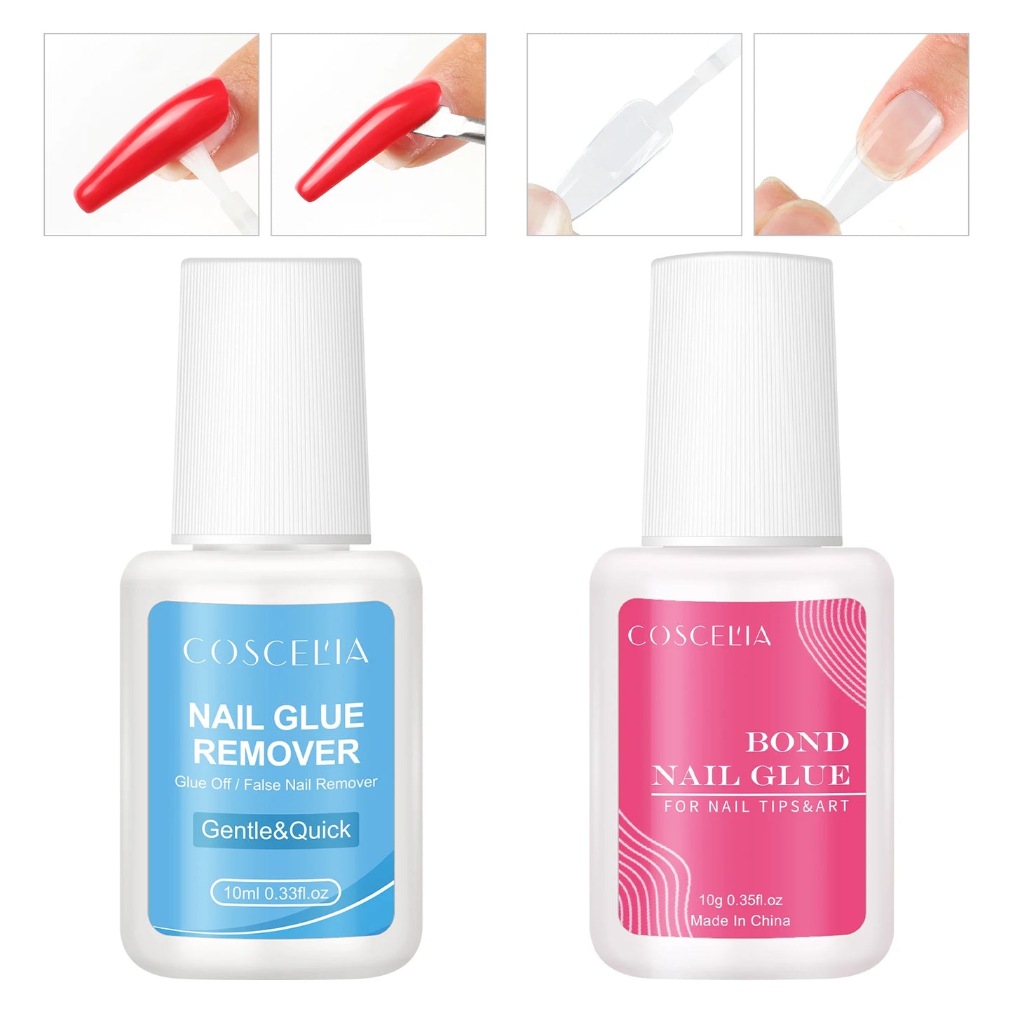Coscelia 10ML Nail Glue Remover for Press on Nails Tips Remover Glue Off forDebonder for False Nail with Rhinestone Decorations