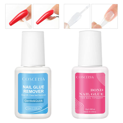Coscelia 10ML Nail Glue Remover for Press on Nails Tips Remover Glue Off forDebonder for False Nail with Rhinestone Decorations
