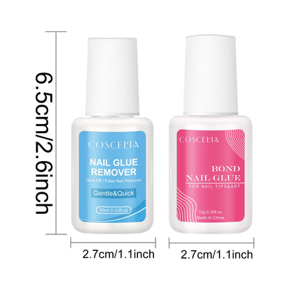 Coscelia 10ML Nail Glue Remover for Press on Nails Tips Remover Glue Off forDebonder for False Nail with Rhinestone Decorations