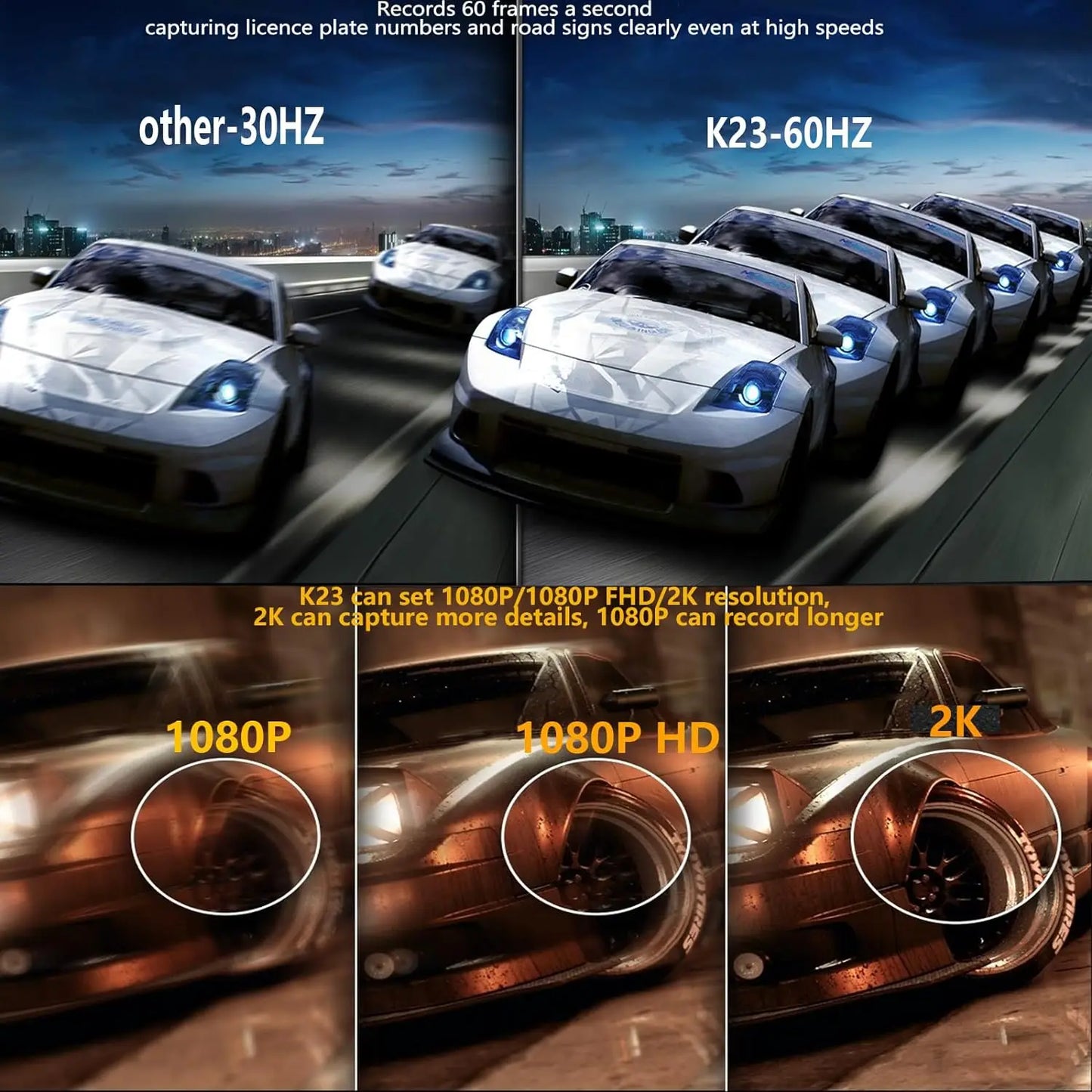 **KQQ 2K Dash Cam Front and Rear Camera   80.00